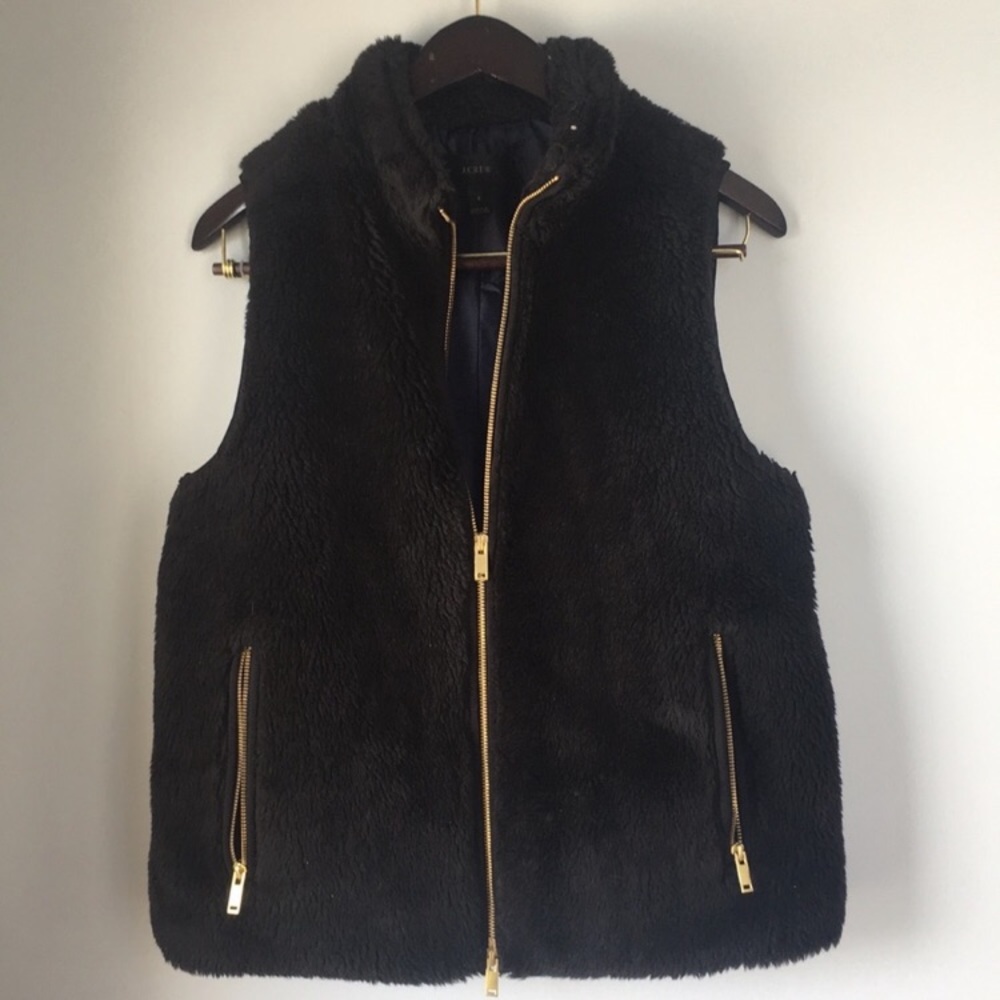 J. Crew teddy Sherpa black vest
